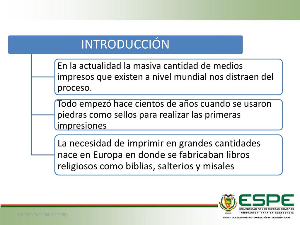 INTRODUCCIÓN En la actualidad la masiva cantidad de medios impresos que existen a nivel mundial nos distraen del proceso.