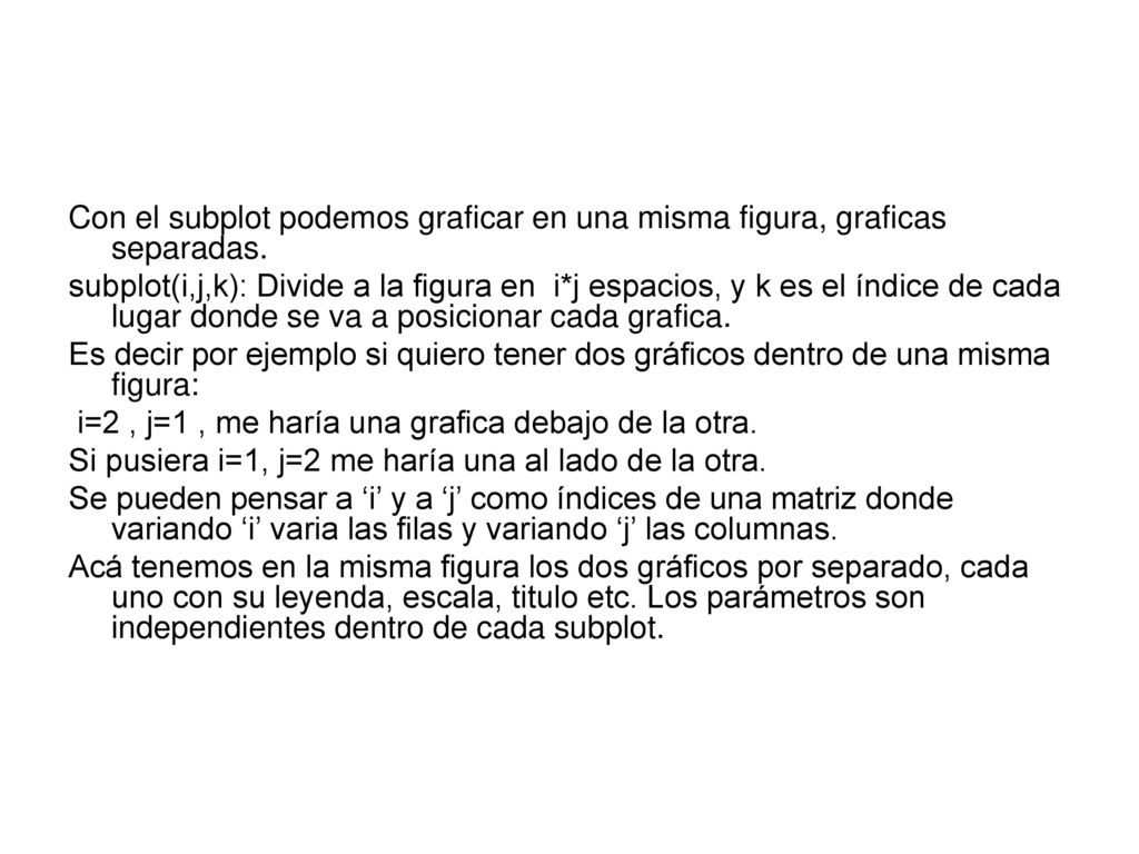 Con el subplot podemos graficar en una misma figura, graficas separadas.