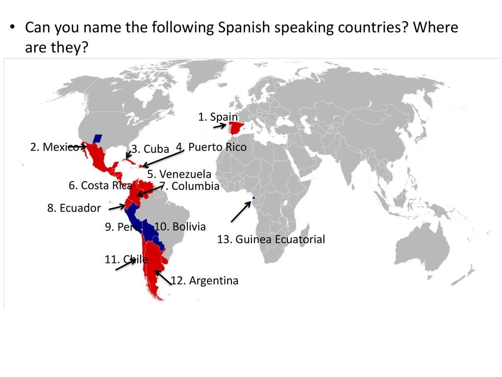 Can you name the following Spanish speaking countries Where are they