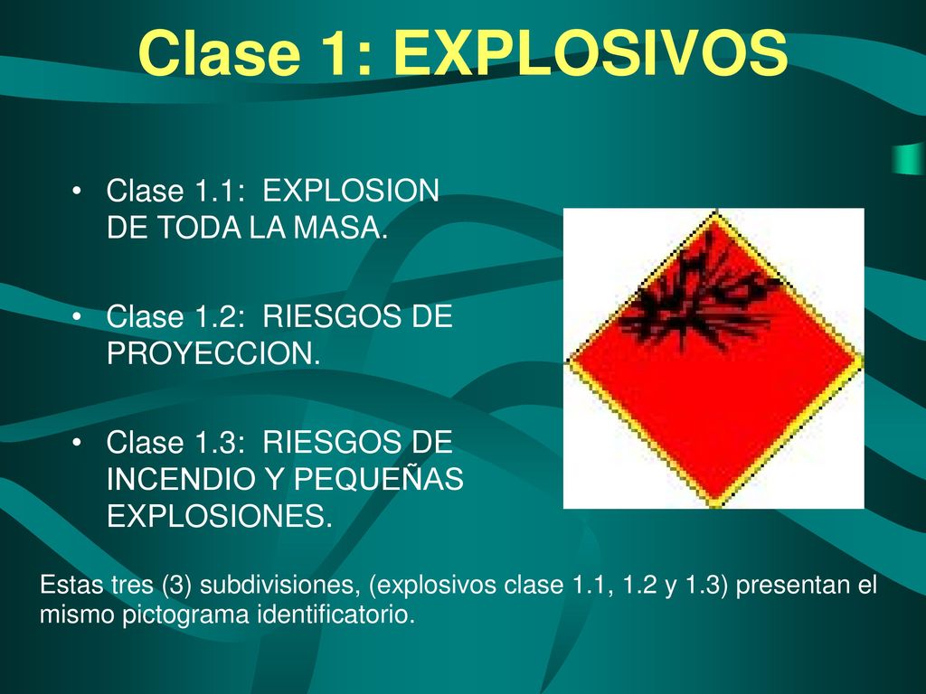 Clase 1: EXPLOSIVOS Clase 1.1: EXPLOSION DE TODA LA MASA.