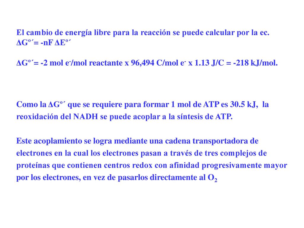 El cambio de energía libre para la reacción se puede calcular por la ec. ΔGº´= -nF ΔEº´