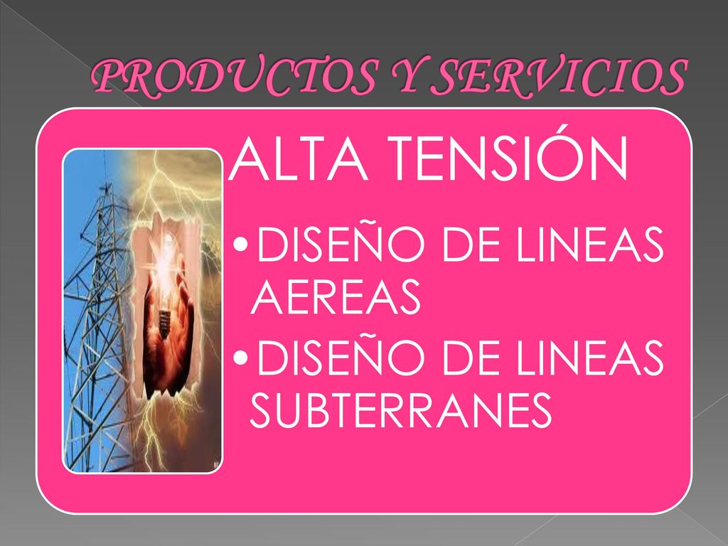 PRODUCTOS Y SERVICIOS ALTA TENSIÓN DISEÑO DE LINEAS AEREAS