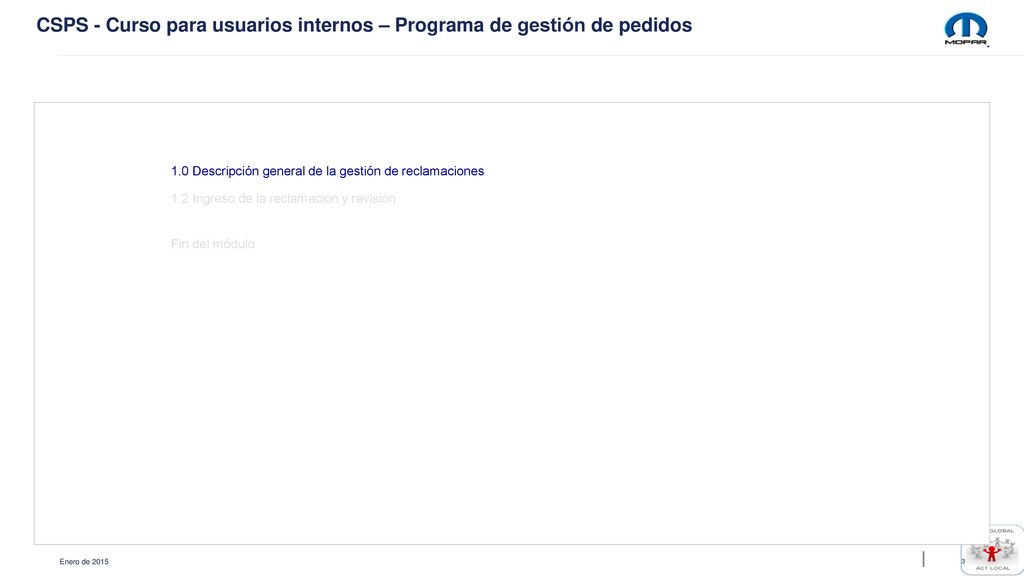 CSPS - Curso para usuarios internos – Programa de gestión de pedidos