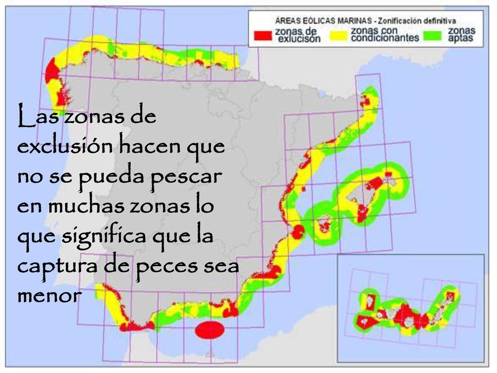 Las zonas de exclusión hacen que no se pueda pescar en muchas zonas lo que significa que la captura de peces sea menor