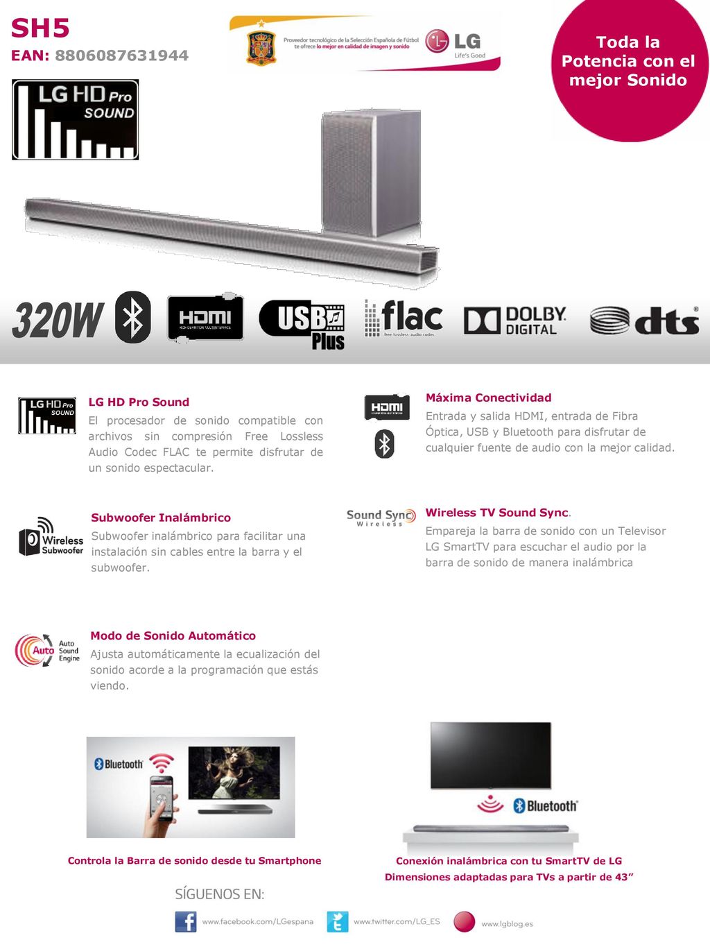 320W SH5 Toda la Potencia con el mejor Sonido EAN: