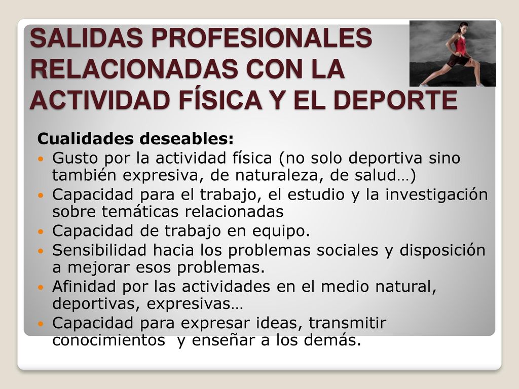 SALIDAS PROFESIONALES RELACIONADAS CON LA ACTIVIDAD FÍSICA Y EL DEPORTE