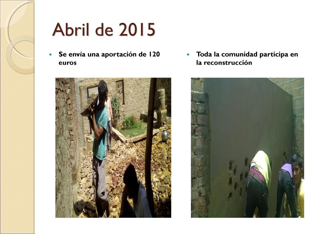Abril de 2015 Se envía una aportación de 120 euros