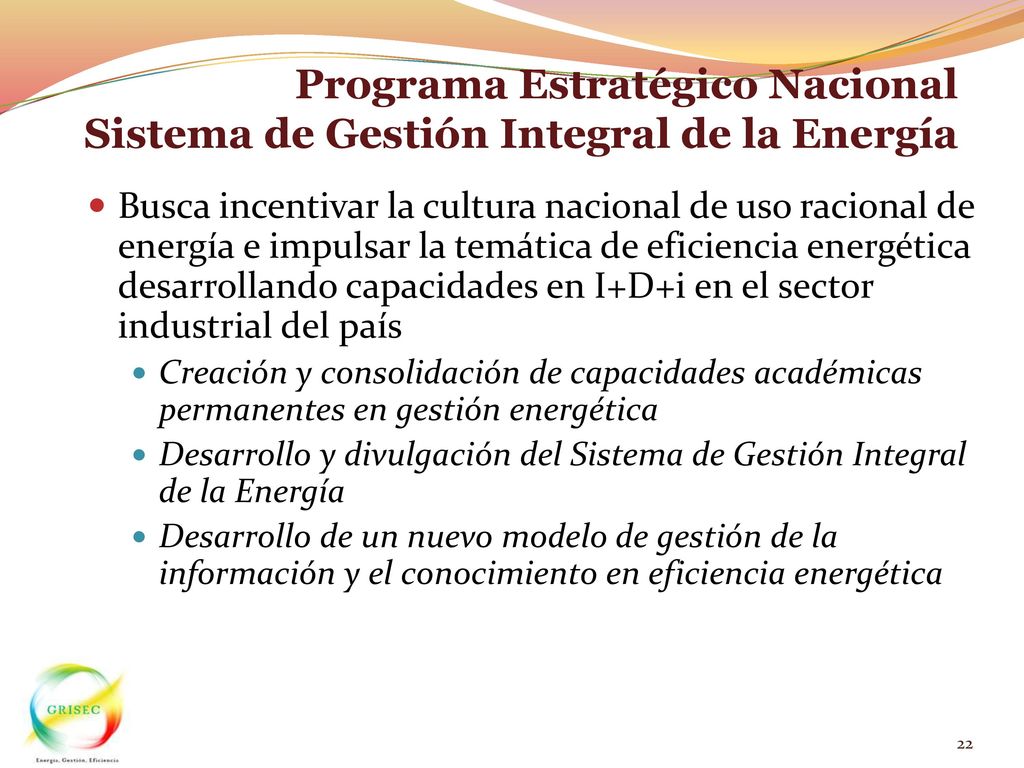 Programa Estratégico Nacional Sistema de Gestión Integral de la Energía