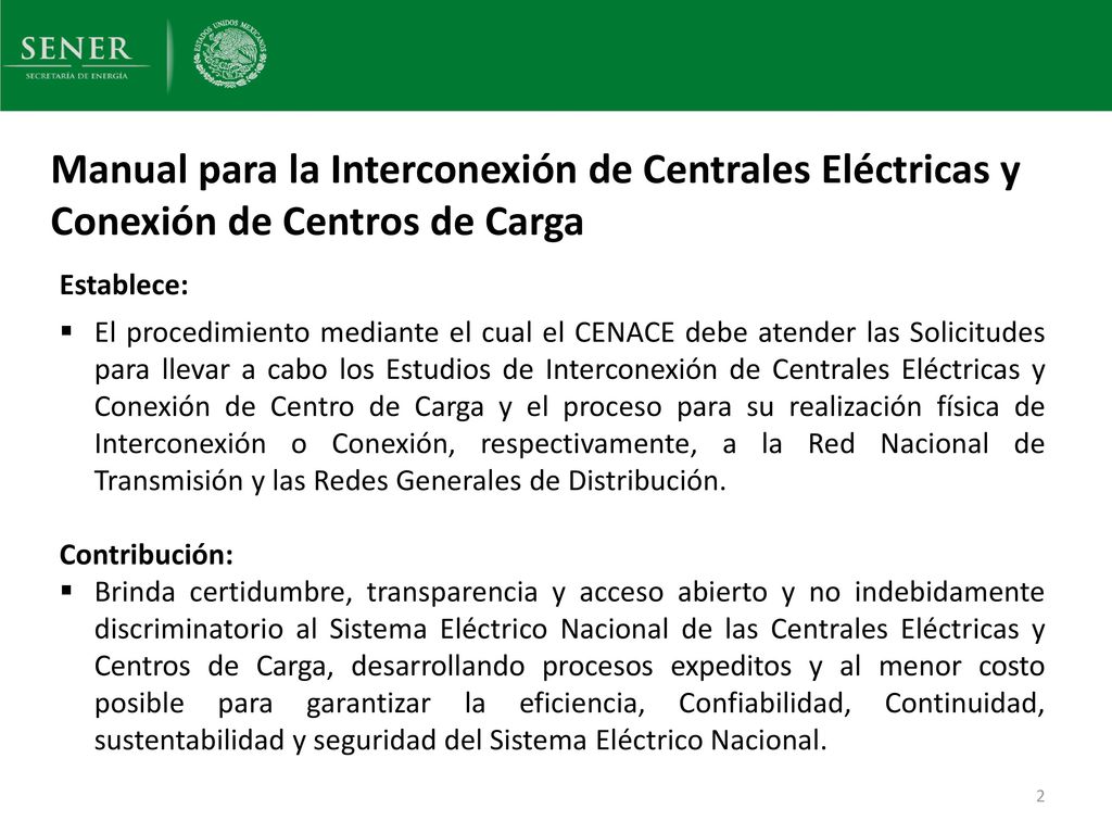 Manual para la Interconexión de Centrales Eléctricas y Conexión de Centros de Carga