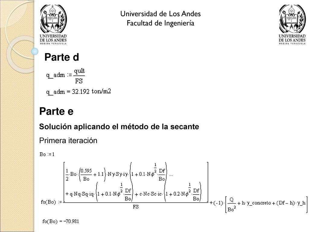 Parte d Parte e Universidad de Los Andes Facultad de Ingeniería
