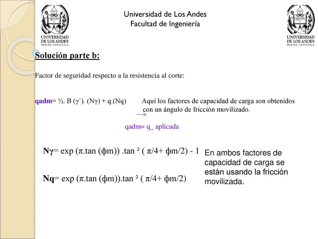 Nγ= exp (π.tan (фm)) .tan ² ( π/4+ фm/2) - 1