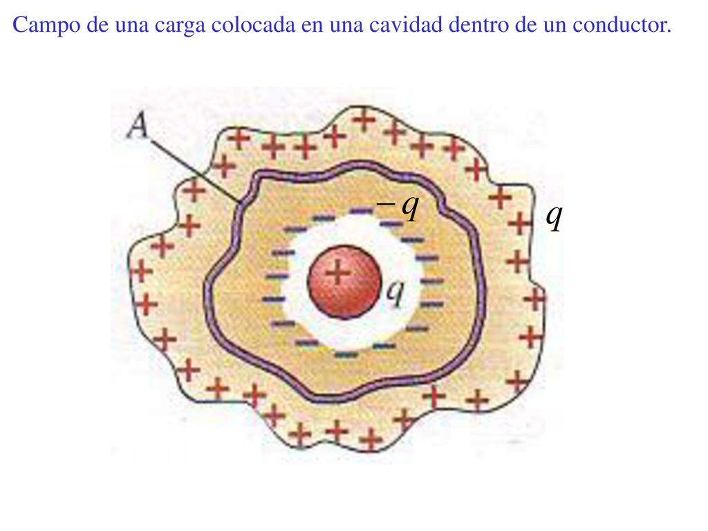 Campo de una carga colocada en una cavidad dentro de un conductor.