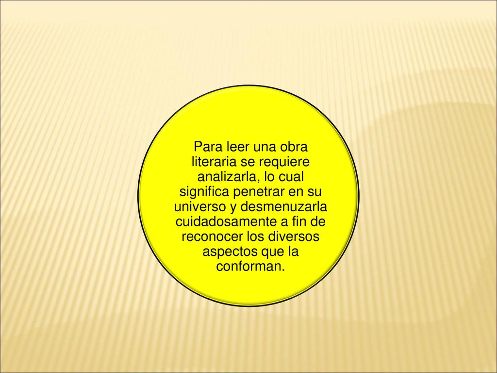 Para leer una obra literaria se requiere analizarla, lo cual significa penetrar en su universo y desmenuzarla cuidadosamente a fin de reconocer los diversos aspectos que la conforman.