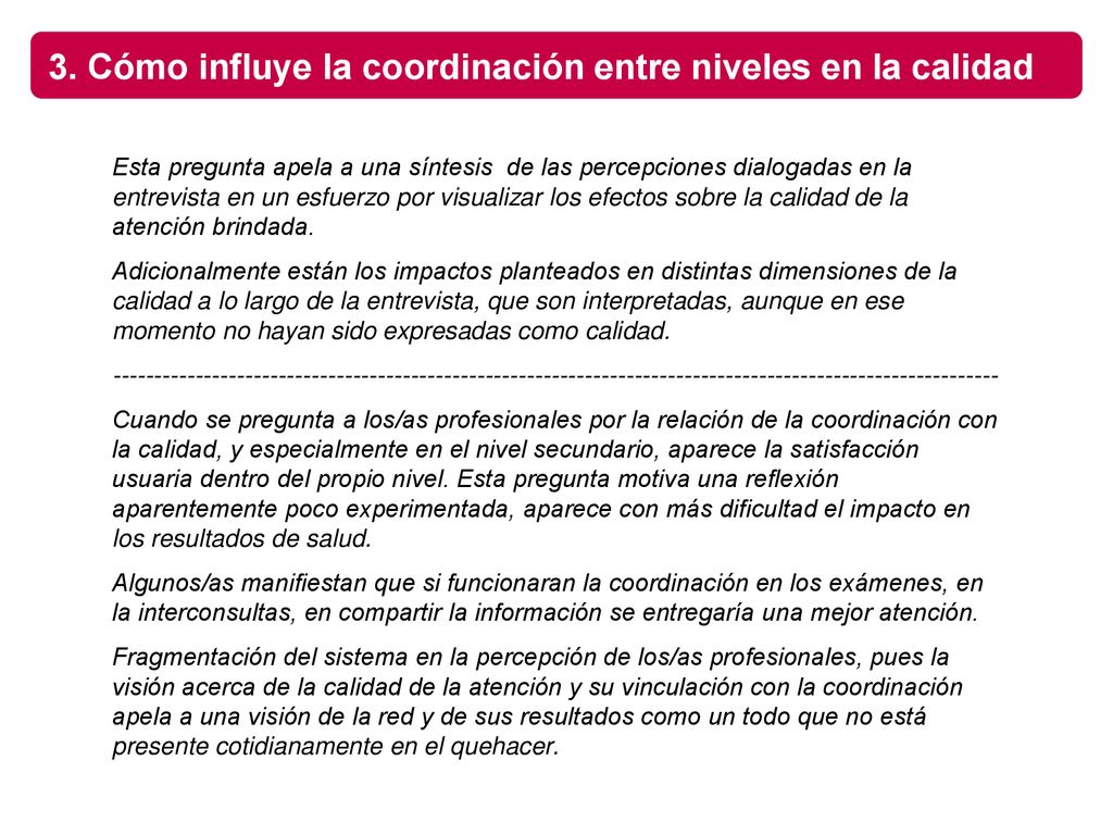 3. Cómo influye la coordinación entre niveles en la calidad