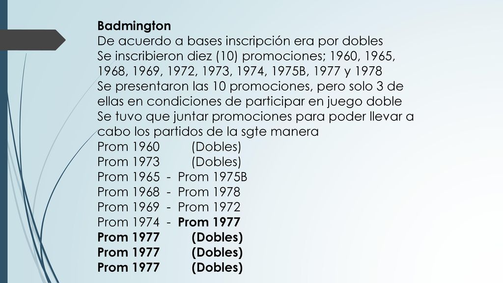 Badmington De acuerdo a bases inscripción era por dobles.
