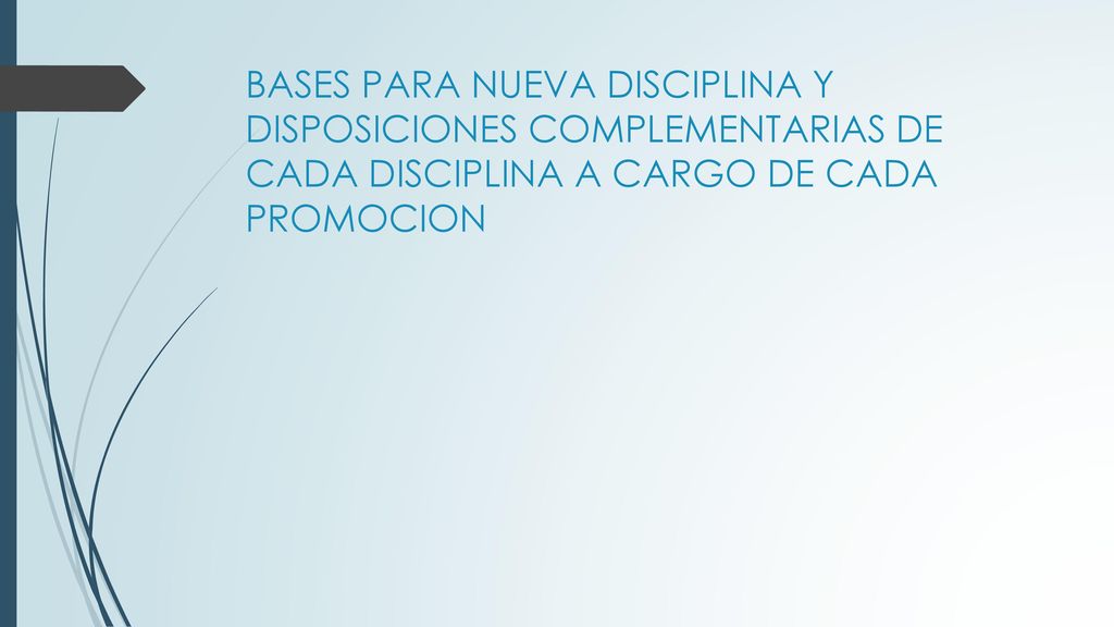 BASES PARA NUEVA DISCIPLINA Y DISPOSICIONES COMPLEMENTARIAS DE CADA DISCIPLINA A CARGO DE CADA PROMOCION