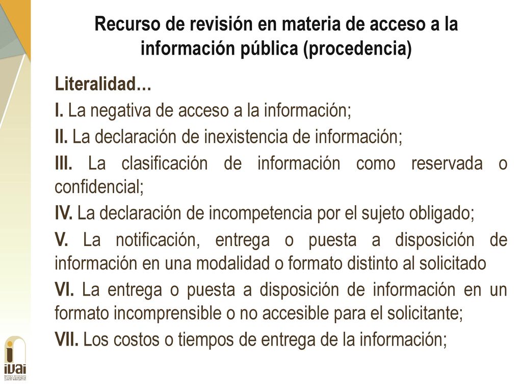 Recurso de revisión en materia de acceso a la información pública (procedencia)