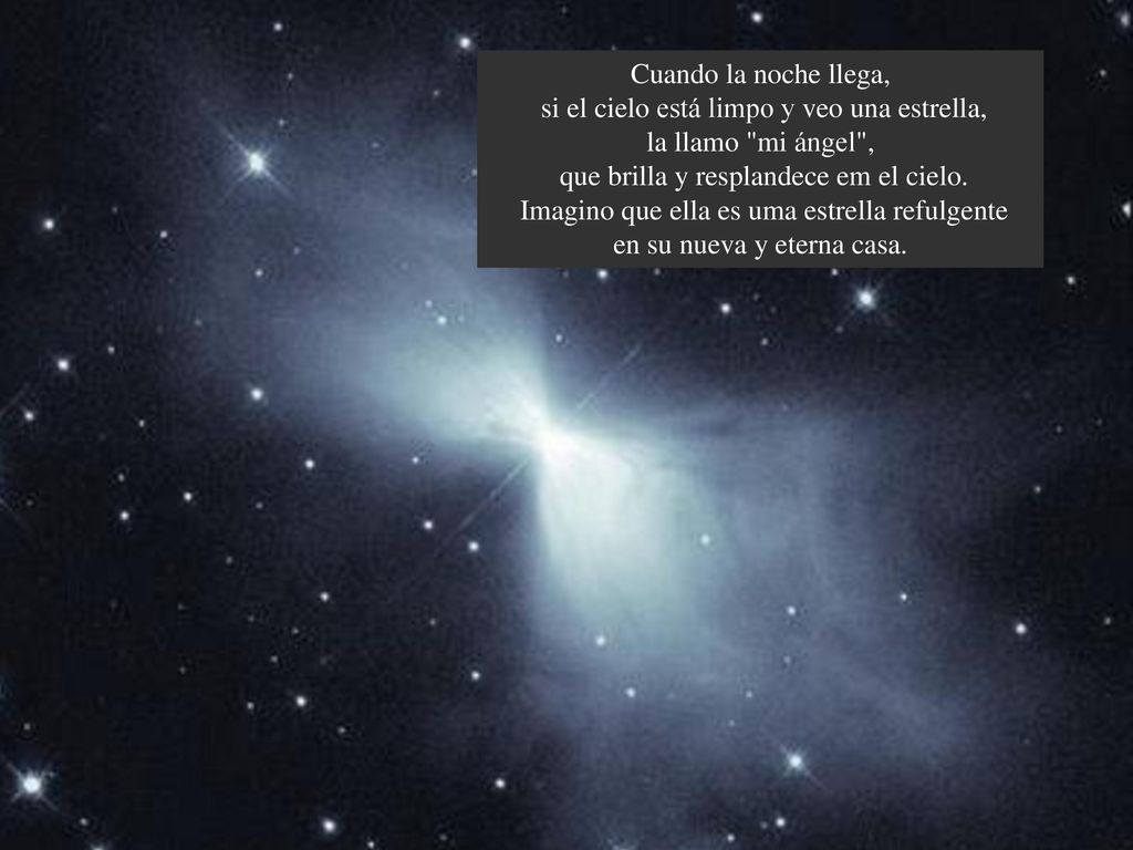 si el cielo está limpo y veo una estrella, la llamo mi ángel ,