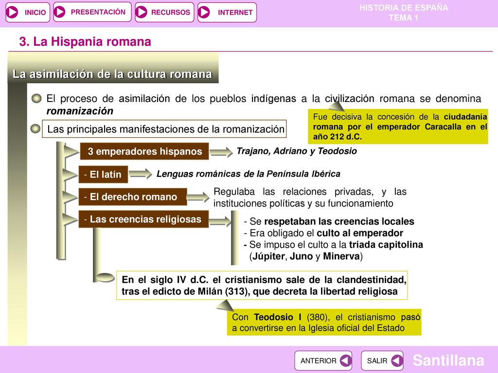 3. La Hispania romana La asimilación de la cultura romana