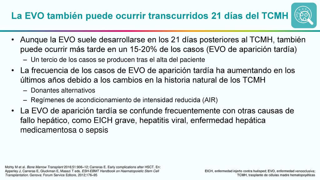 La EVO también puede ocurrir transcurridos 21 días del TCMH