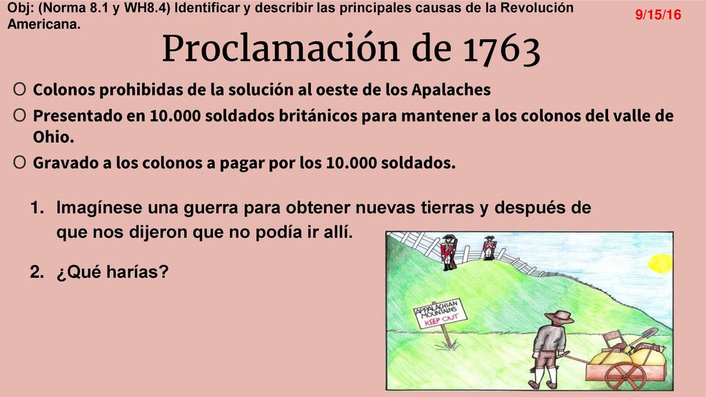 Proclamación de 1763 Colonos prohibidas de la solución al oeste de los Apalaches.