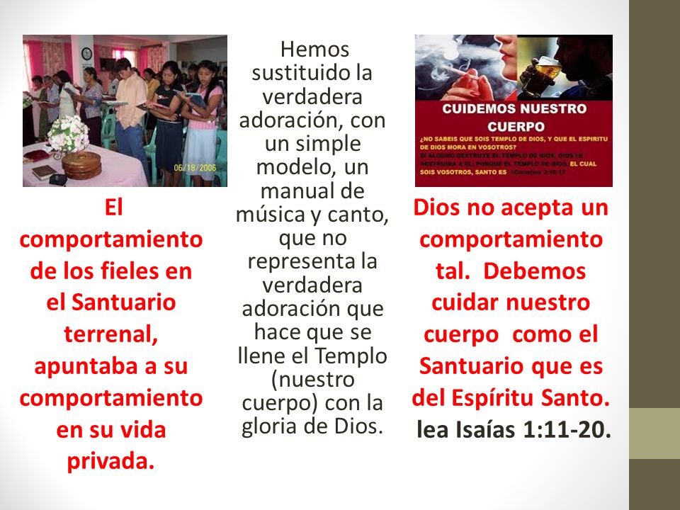 Hemos sustituido la verdadera adoración, con un simple modelo, un manual de música y canto, que no representa la verdadera adoración que hace que se llene el Templo (nuestro cuerpo) con la gloria de Dios.