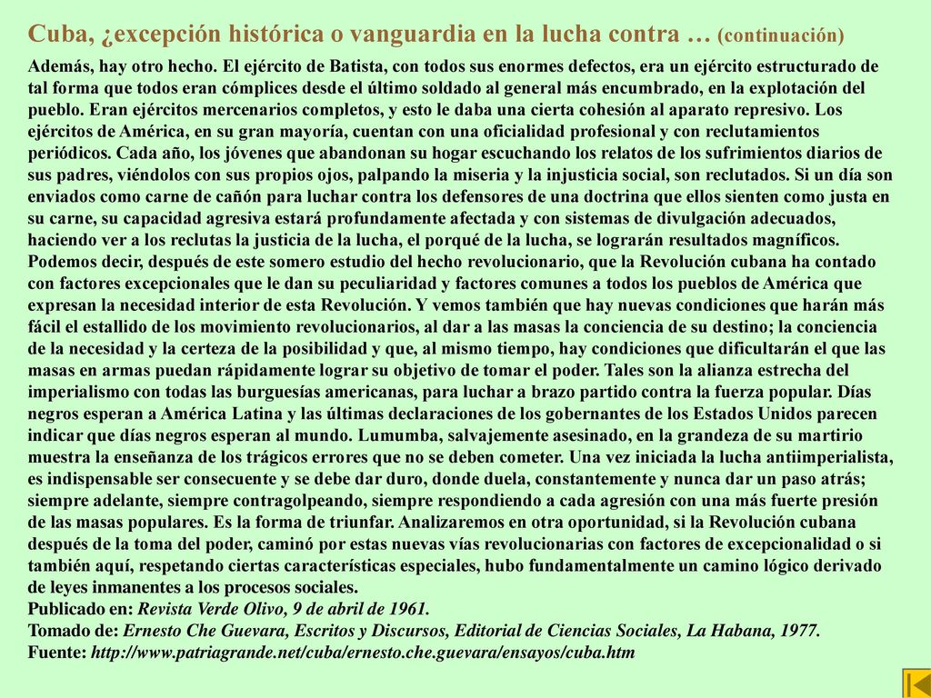 Cuba, ¿excepción histórica o vanguardia en la lucha contra … (continuación)