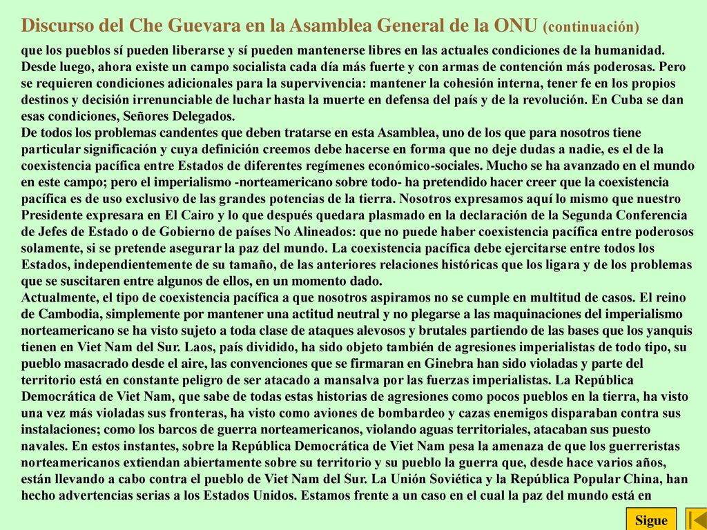 Discurso del Che Guevara en la Asamblea General de la ONU (continuación)