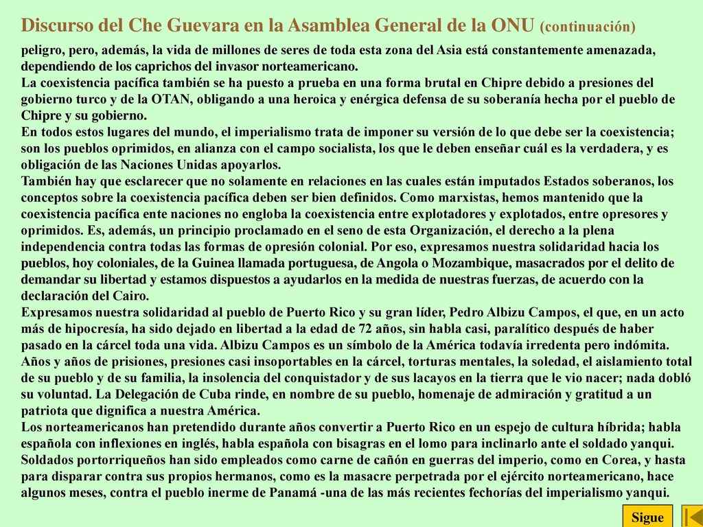 Discurso del Che Guevara en la Asamblea General de la ONU (continuación)