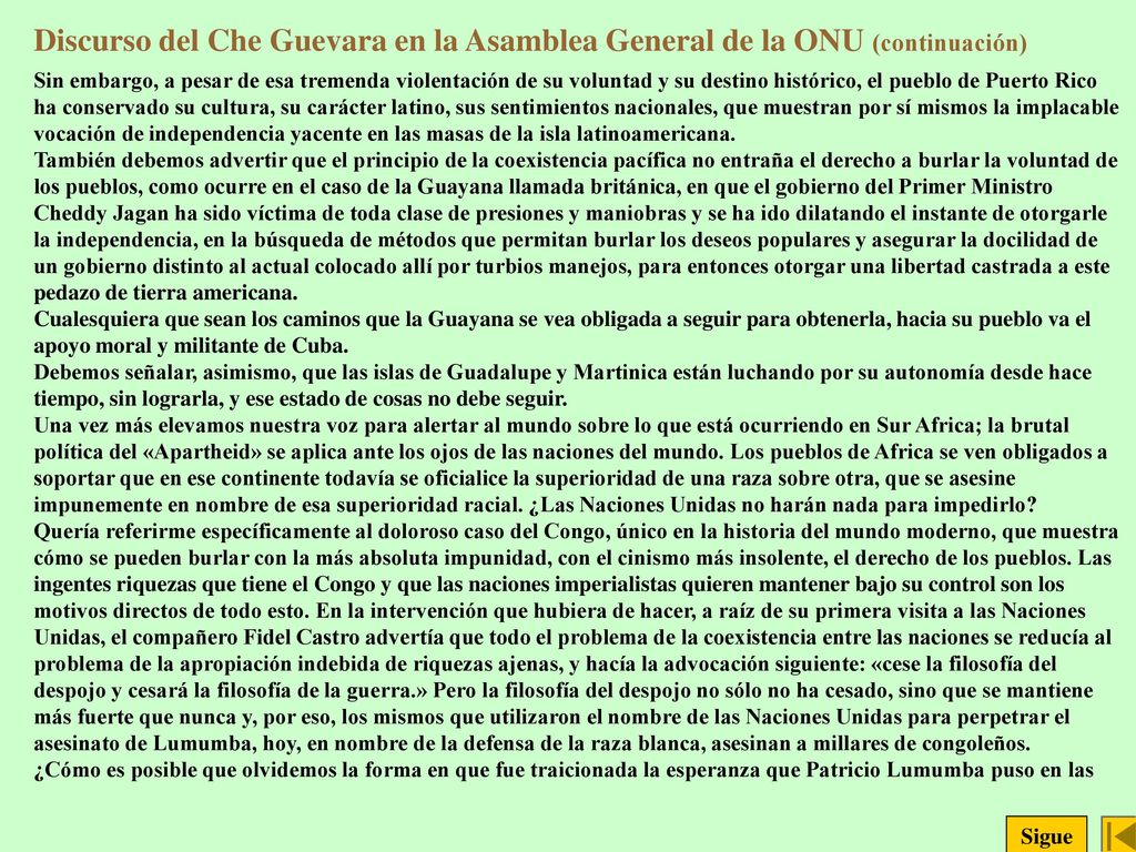 Discurso del Che Guevara en la Asamblea General de la ONU (continuación)