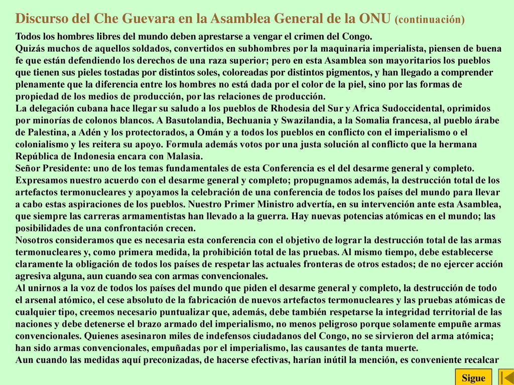 Discurso del Che Guevara en la Asamblea General de la ONU (continuación)