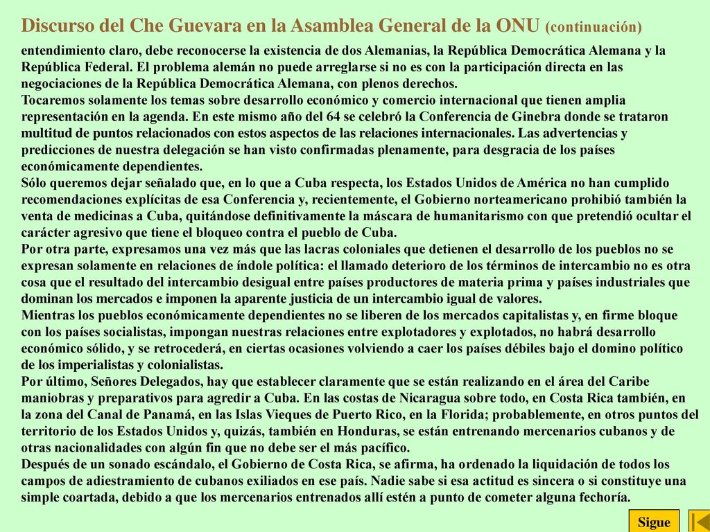 Discurso del Che Guevara en la Asamblea General de la ONU (continuación)
