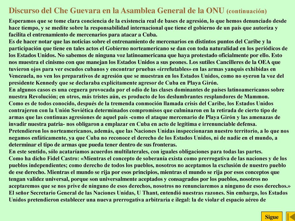 Discurso del Che Guevara en la Asamblea General de la ONU (continuación)