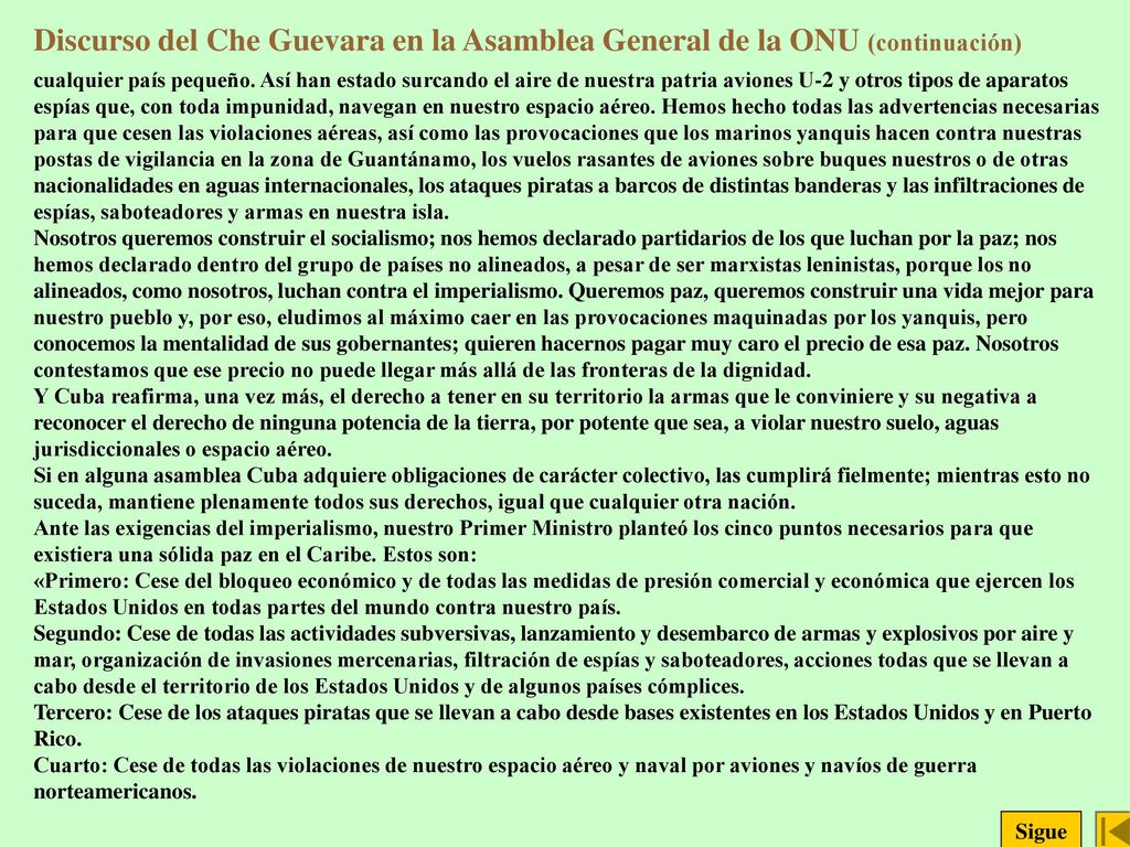 Discurso del Che Guevara en la Asamblea General de la ONU (continuación)