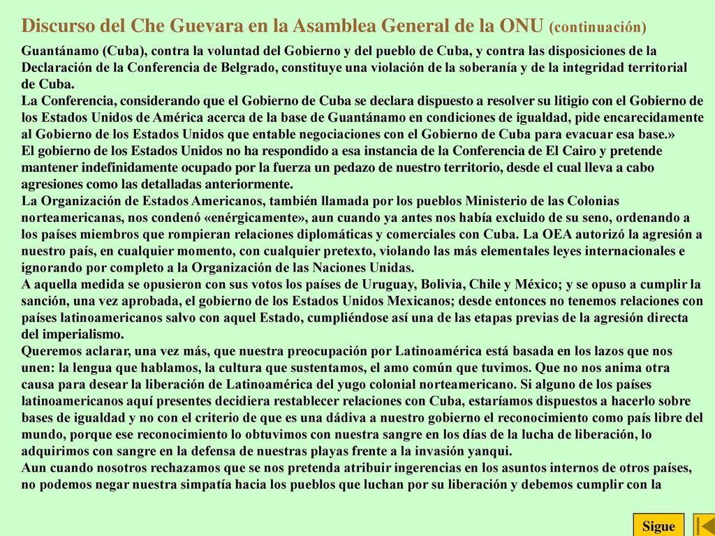 Discurso del Che Guevara en la Asamblea General de la ONU (continuación)
