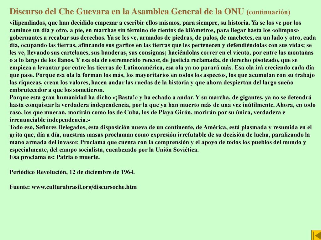 Discurso del Che Guevara en la Asamblea General de la ONU (continuación)