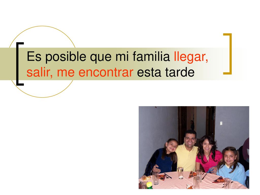 Es posible que mi familia llegar, salir, me encontrar esta tarde
