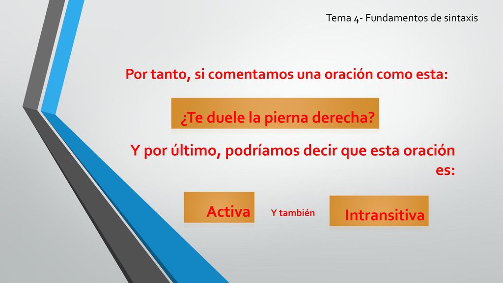 Por tanto, si comentamos una oración como esta:
