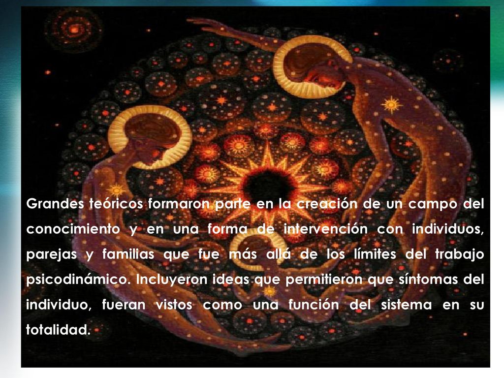 Grandes teóricos formaron parte en la creación de un campo del conocimiento y en una forma de intervención con individuos, parejas y familias que fue más allá de los límites del trabajo psicodinámico.