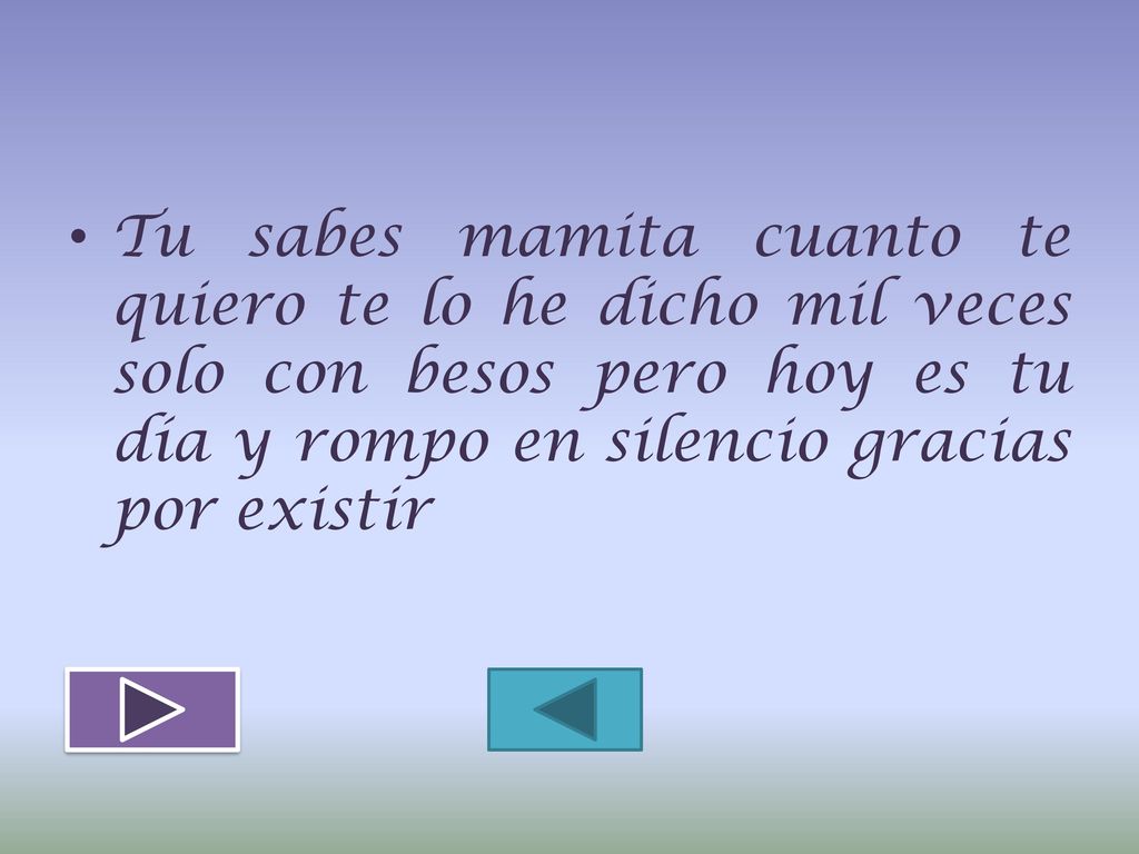 Tu sabes mamita cuanto te quiero te lo he dicho mil veces solo con besos pero hoy es tu día y rompo en silencio gracias por existir