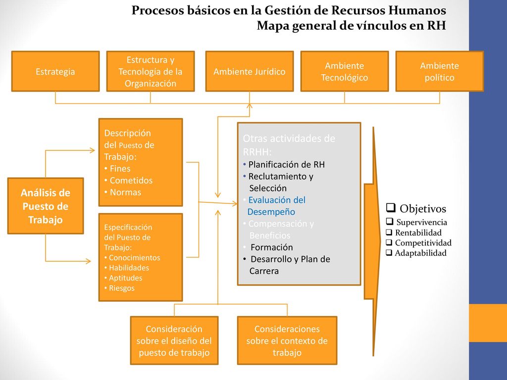Procesos básicos en la Gestión de Recursos Humanos Mapa general de vínculos en RH