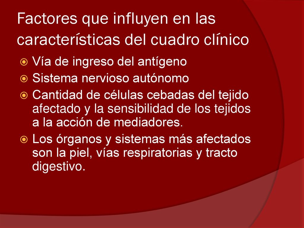 Factores que influyen en las características del cuadro clínico