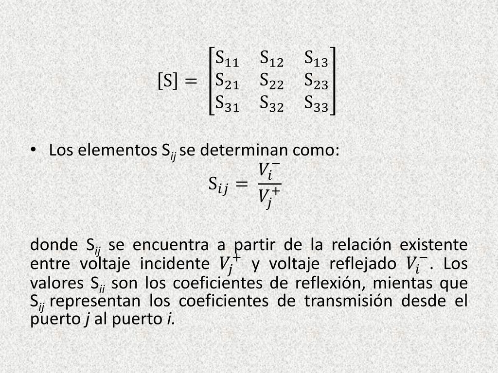 S = S 11 S 12 S 13 S 21 S 22 S 23 S 31 S 32 S 33 Los elementos Sij se determinan como: