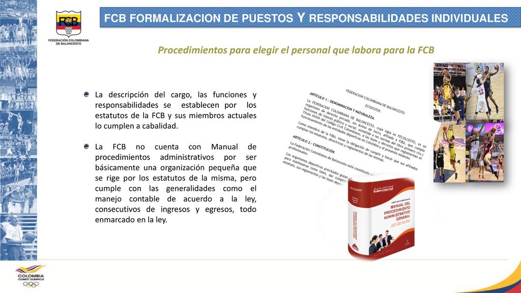 Procedimientos para elegir el personal que labora para la FCB