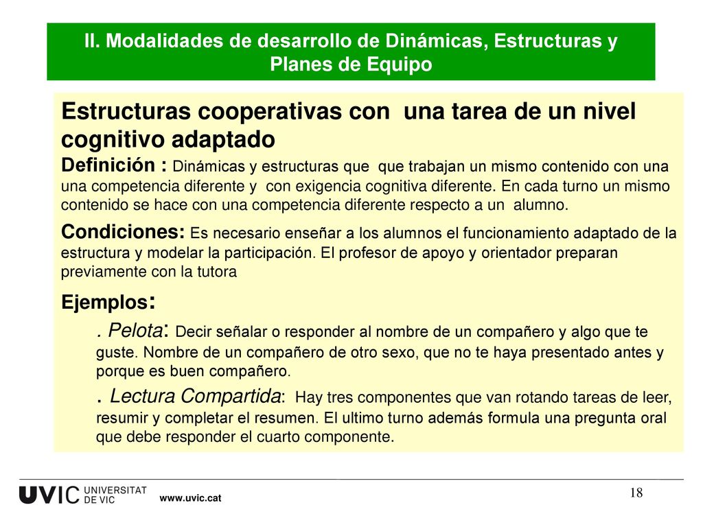 Estructuras cooperativas con una tarea de un nivel cognitivo adaptado