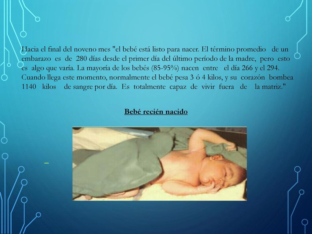 Hacia el final del noveno mes el bebé está listo para nacer
