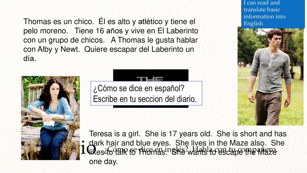 El Diario ¿Cómo se dice en español Escribe en tu seccion del diario.