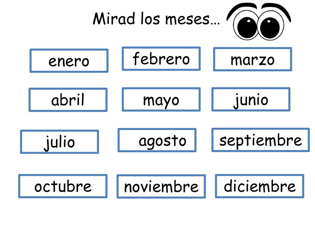 Mirad los meses… enero. febrero. marzo. abril. mayo. junio. julio. agosto. septiembre. octubre.