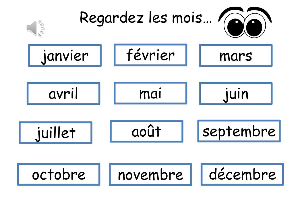 Regardez les mois… janvier. février. mars. avril. mai. juin. juillet. août. septembre. octobre.