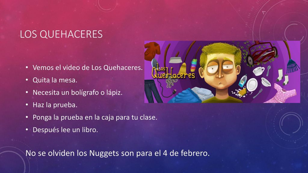 Los quehaceres No se olviden los Nuggets son para el 4 de febrero.